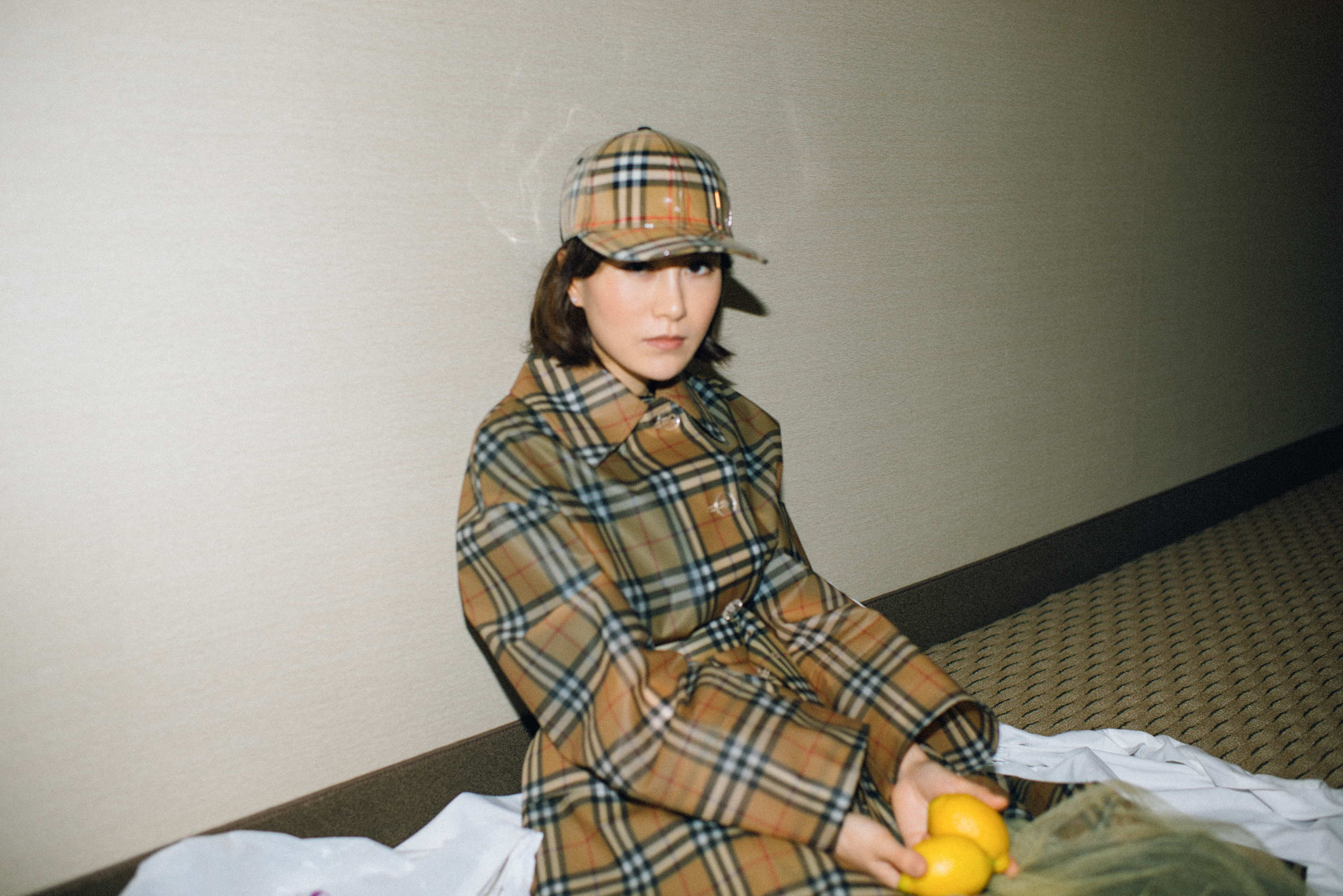 burberry vintage check cotton trench coat